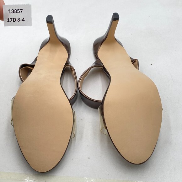 FSJ Brown Strappy Clear Open Toe Sandal Stiletto High Heel Mule Sexy Party Shoes - Picture 7 of 8